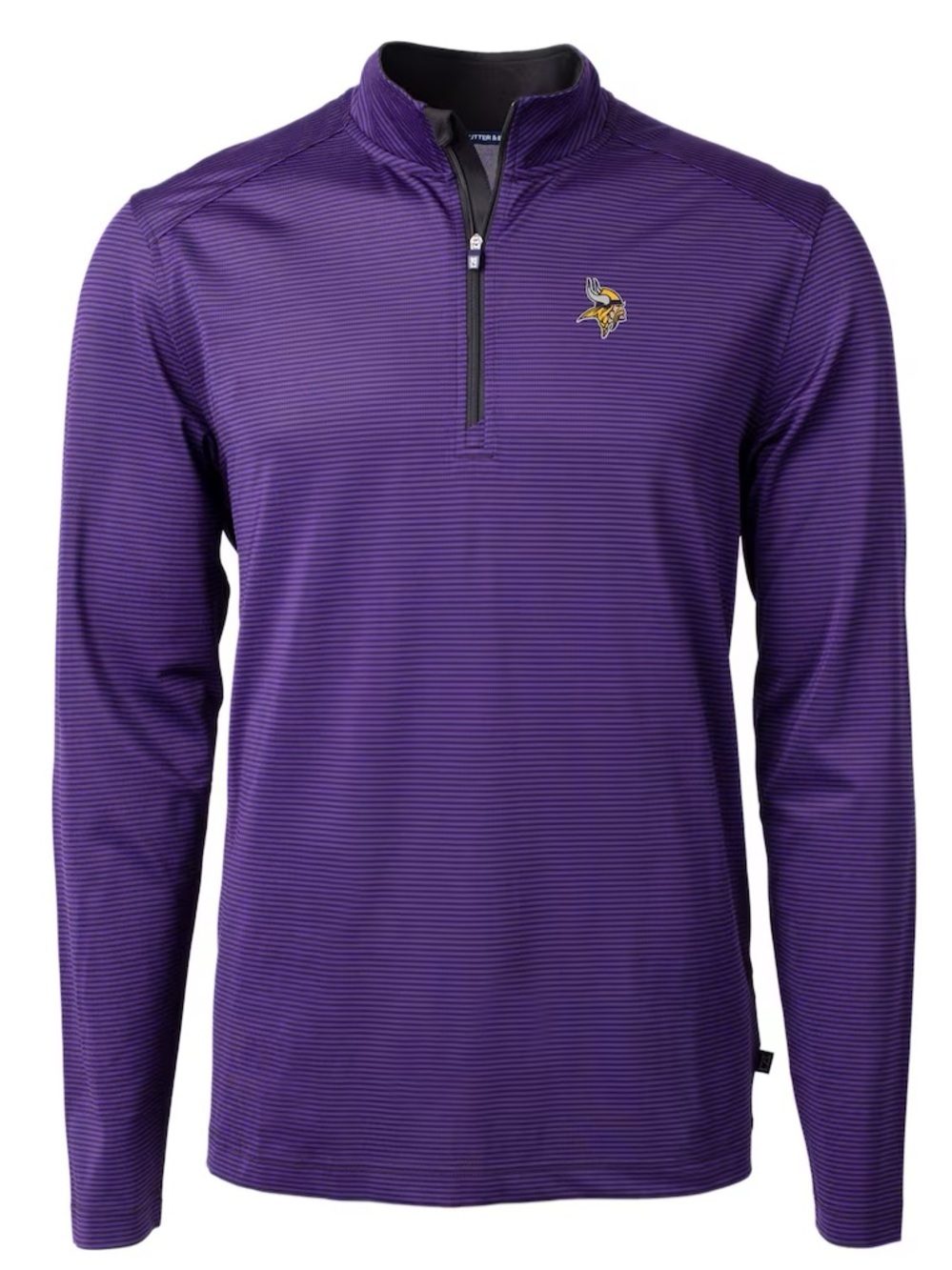 Minnesota Vikings Cutter & Buck NFL Virtue Eco Pique Stripe Quarter-Zip Pullover